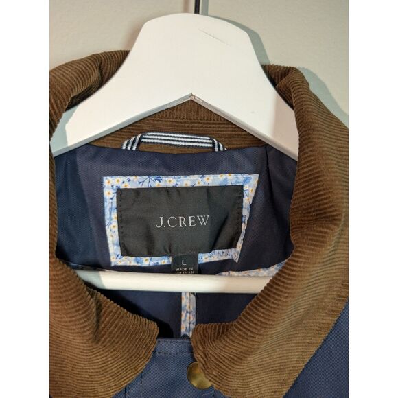 J.Crew Navy Barn Jacket with Liberty Floral Print Fabric, Women's Size L - Picture 7 of 16